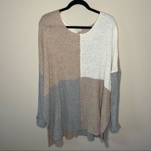 Oversized neutral color block sweater